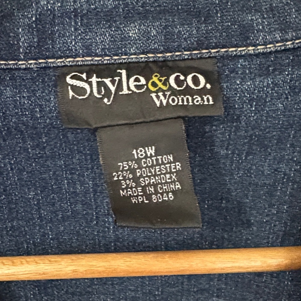 Style &Co Indigo Denim Blazer Jacket - Women's 18W - Picture 3 of 5